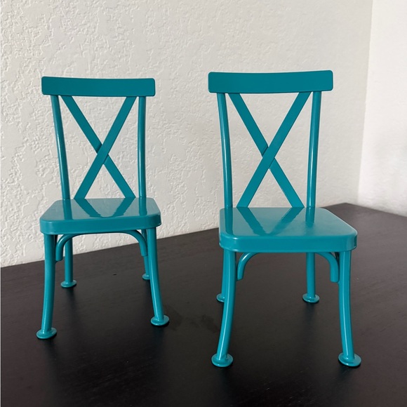 American Girl Teal Chairs with Navy Cushions Retired - Picture 7 of 11
